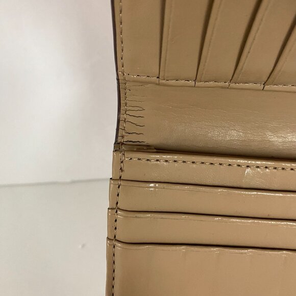 Coach Ashley Leather Wallet Clutch Folding Envelope Flip Pleated Salmon - Picture 8 of 16